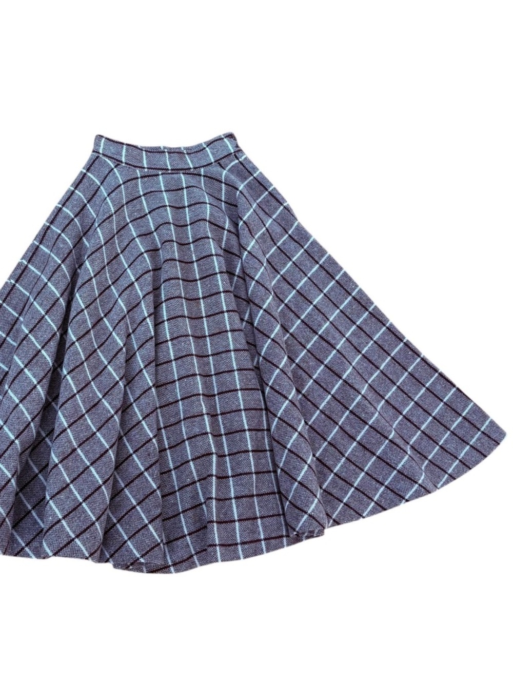 Vintage Brown Plaid Wool Poodle Skirt - Picture 2 of 4